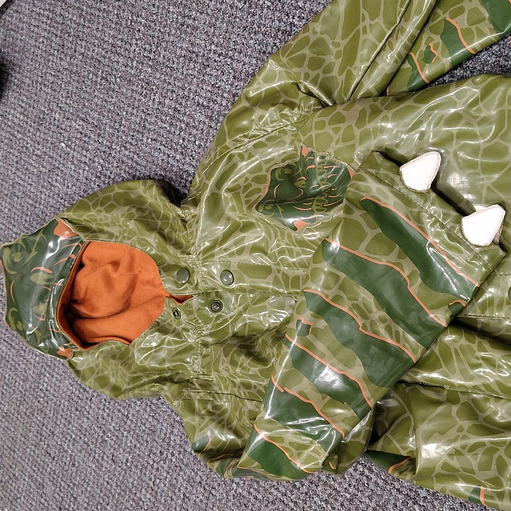 Adorable dinosaur raincoat